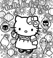 coloriage hello kitty et les decorations de noel